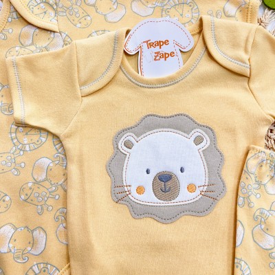 Conj. de Malha 3 peças - Leãozinho - amarelo Conj. de Malha 3 peças - Leãozinho - amarelo